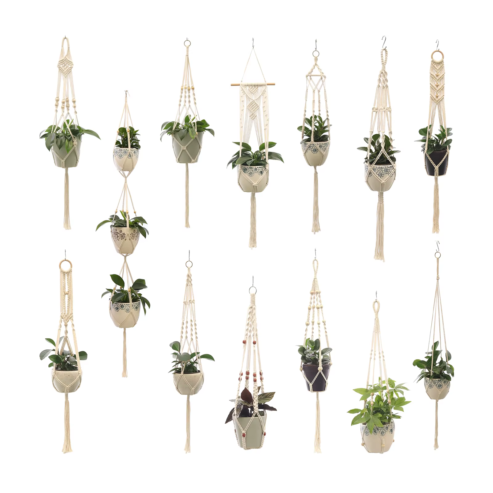 Pot de Fleurs Mural en Macramé Fait à la Main