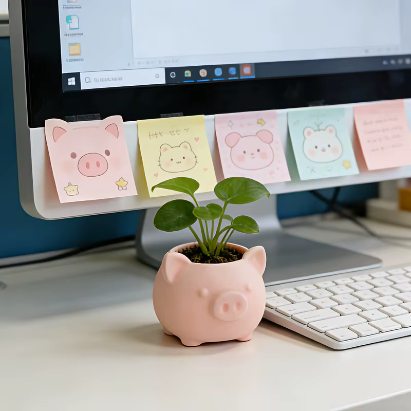 1PC Pot de fleurs en forme de cochon rose imprimé en 3D