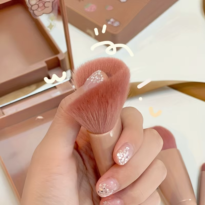 Ensemble de pinceaux de maquillage portables 5 pièces avec miroir-Kit de voyage pliable, Mini ensemble de pinceaux de maquillage ensemble de pinceaux de maquillage de voyage