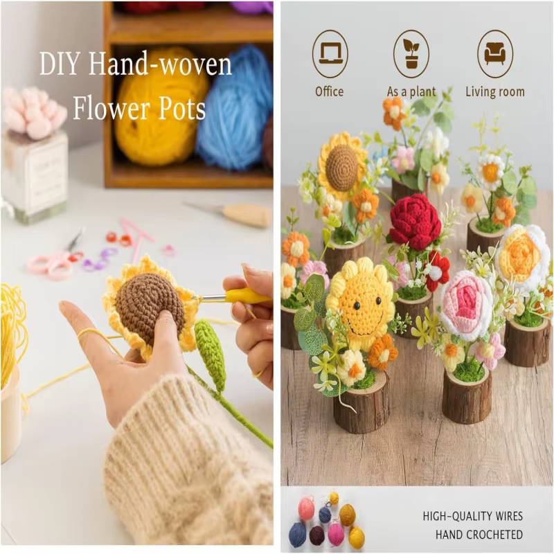 Fleurs de tournesol au crochet faites à la main
