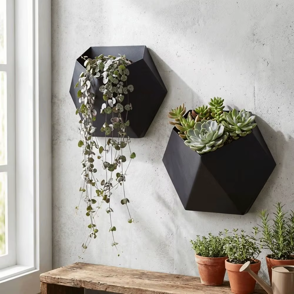 Pot de fleurs hexagonal géométrique de style moderne