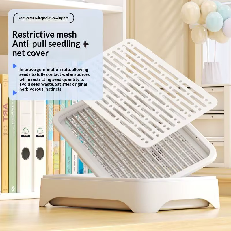 ㈅ Bac de culture hydroponique pour herbe à chat, pot de semis de blé sans terre, dispositif hydroponique pour herbe pour chatons, pot de culture horticole