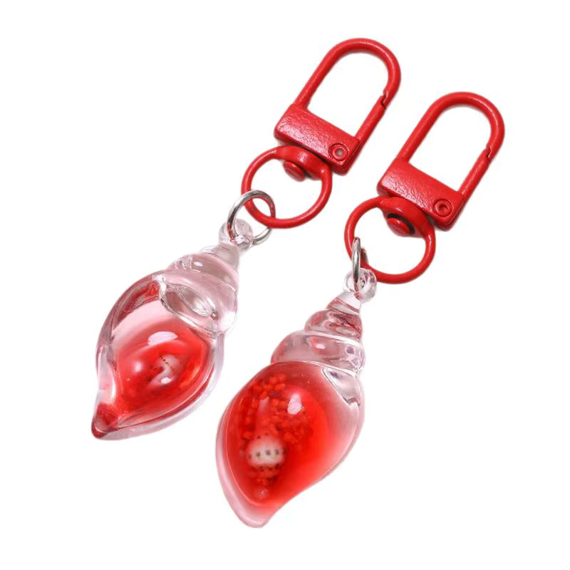 Porte-clés coquillage en acrylique style plage avec huile flottante, lot de 2 pièces, accessoire de sac idéal pour l'ambiance estivale