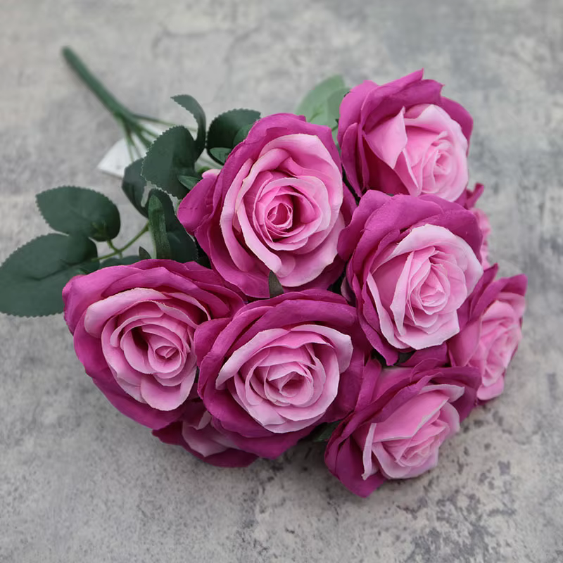 Rose bleue fleur artificielle 10 têtes grand Bouquet fleurs artificielles Roses