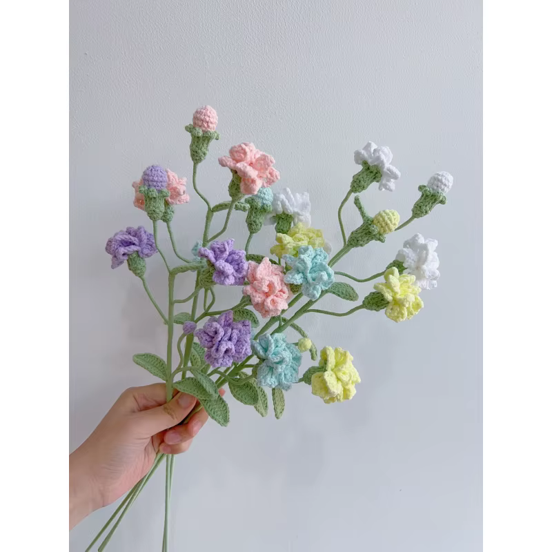 Bouquet de fleurs de jasmin au crochet en laine Pure tissée à la main