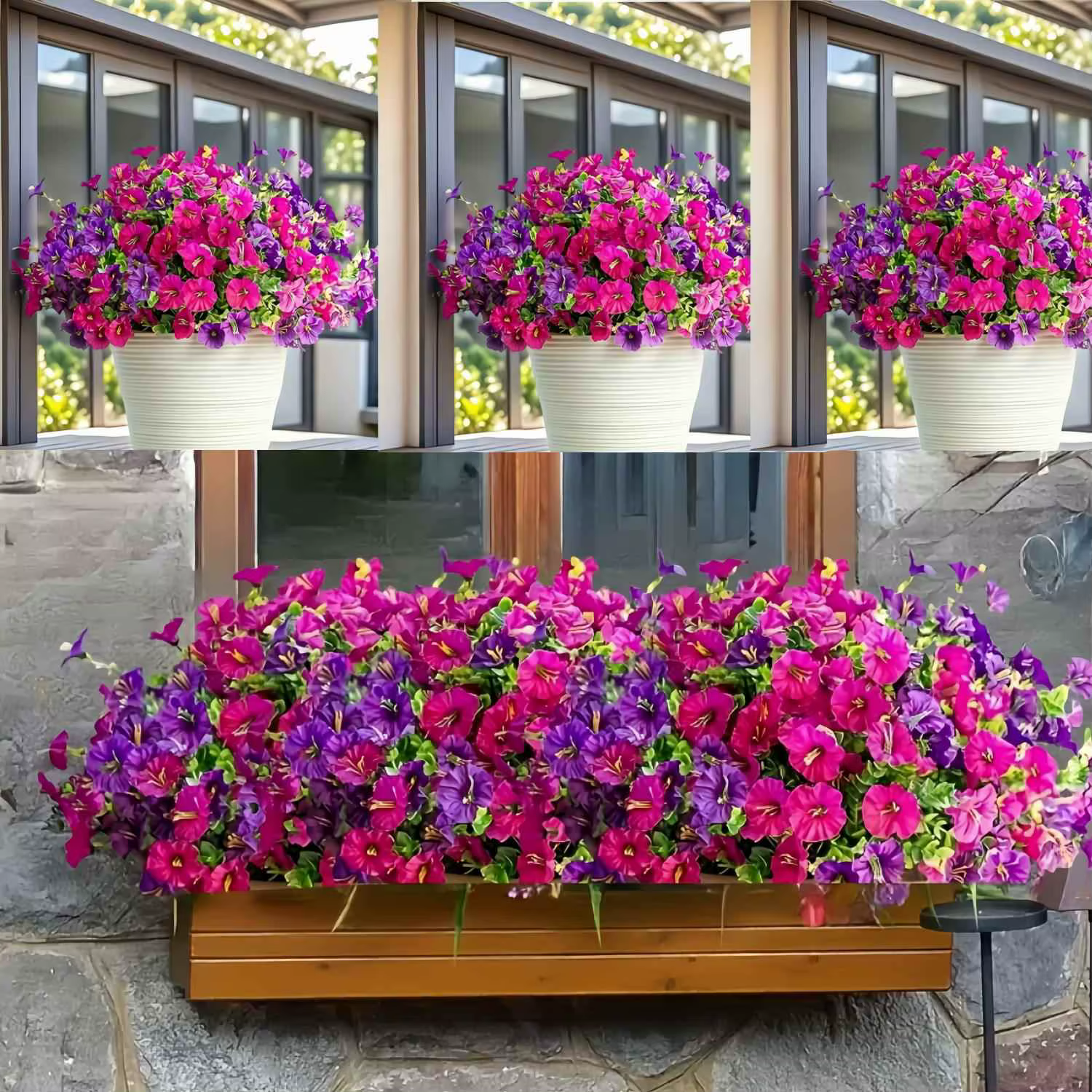 8 pièces de fleurs artificielles avec protection UV - adaptées aux décorations intérieures et extérieures