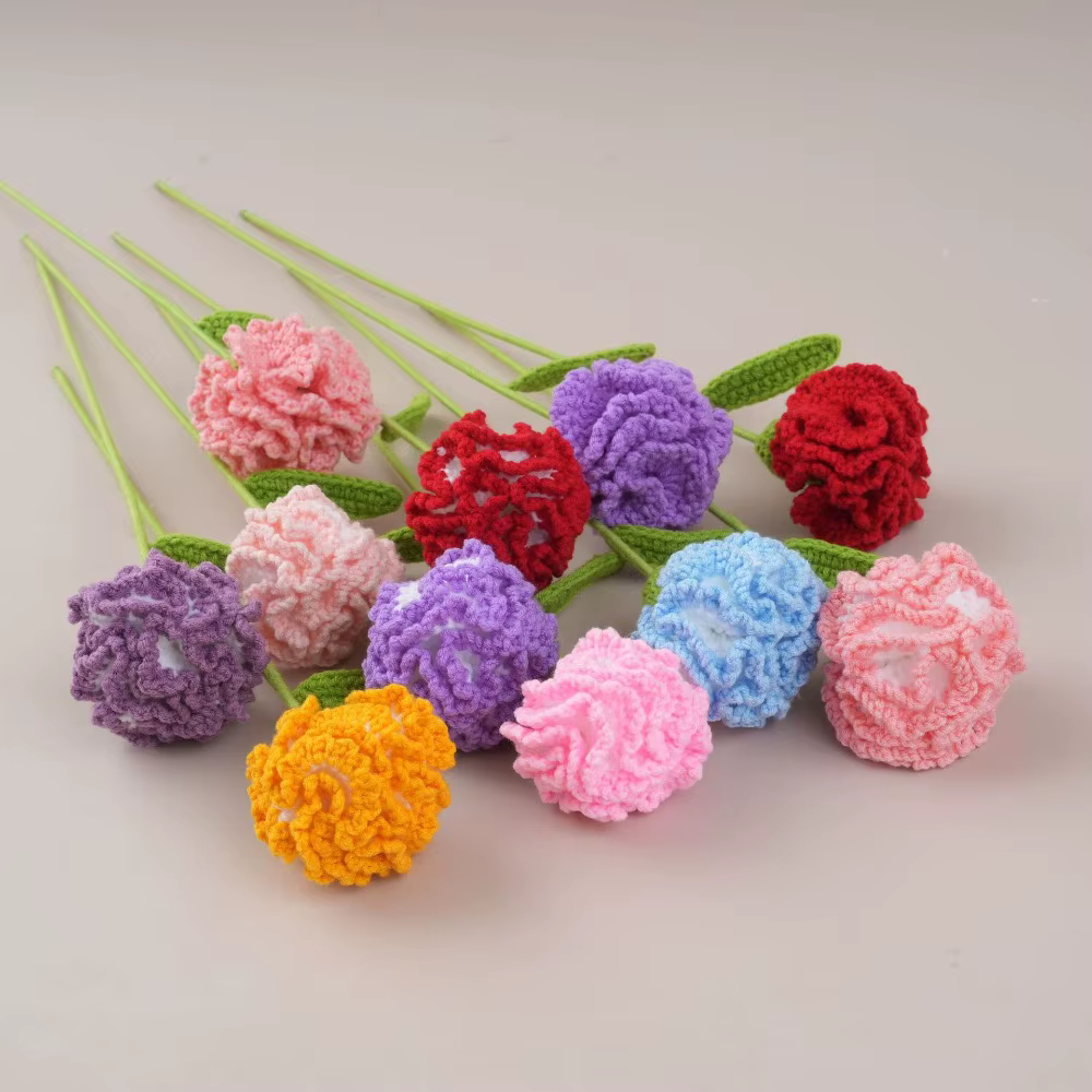 Bouquet de fleurs en laine créatif, fait main au crochet, coloré, cadeau