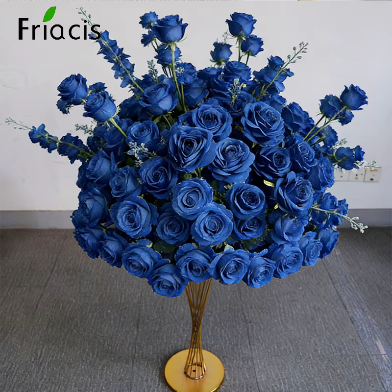 Boule de fleurs artificielle bleu marine rose et jacinthe pour décoration de mariage