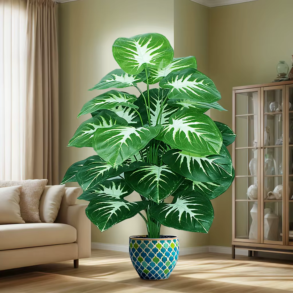 Une plante d'extérieur artificielle avec 18 grandes feuilles