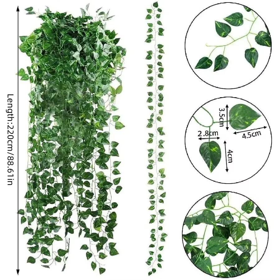 Guirlande de feuilles de lierre artificielles vertes 4/10M