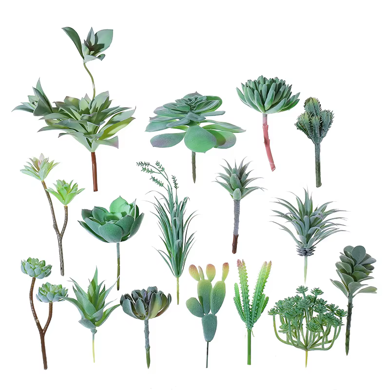 Plantes succulentes artificielles floquées vertes