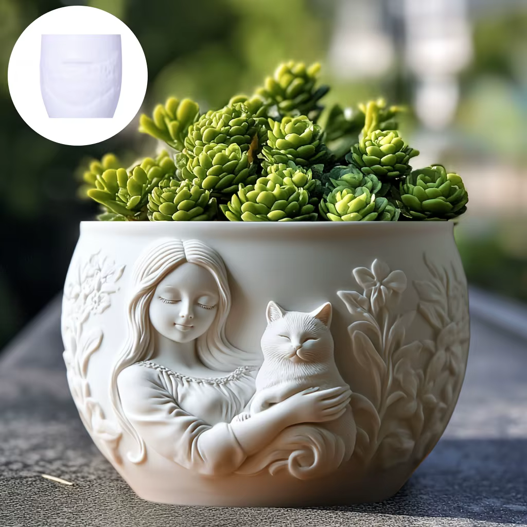 Ange fille plante succulente pot de fleurs résine silicone moule belle déesse boîte de rangement béton