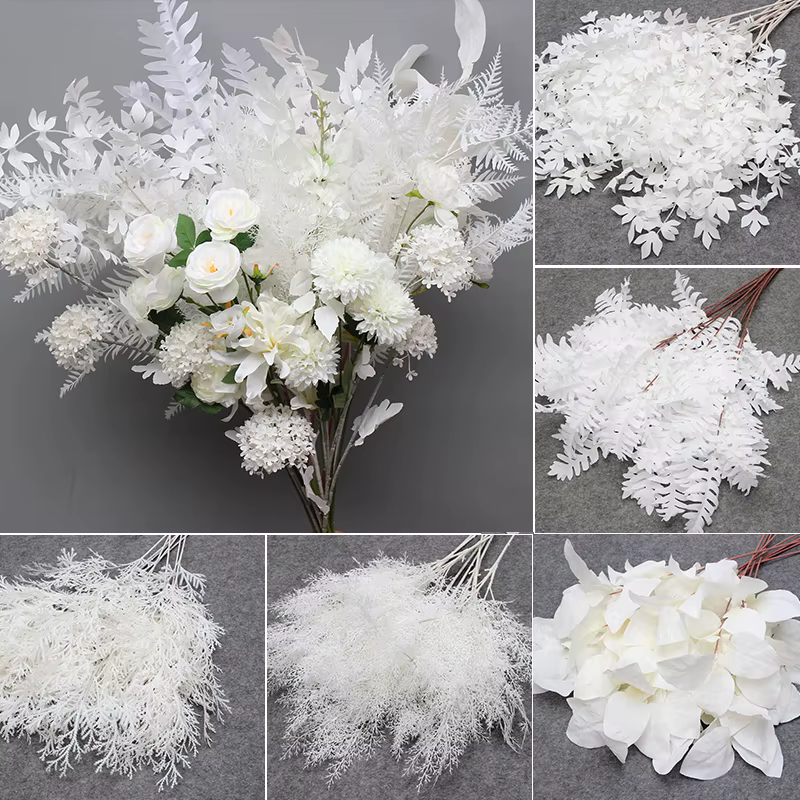 Série Blanche : Fleurs et feuilles artificielles pour arrangements floraux DIY