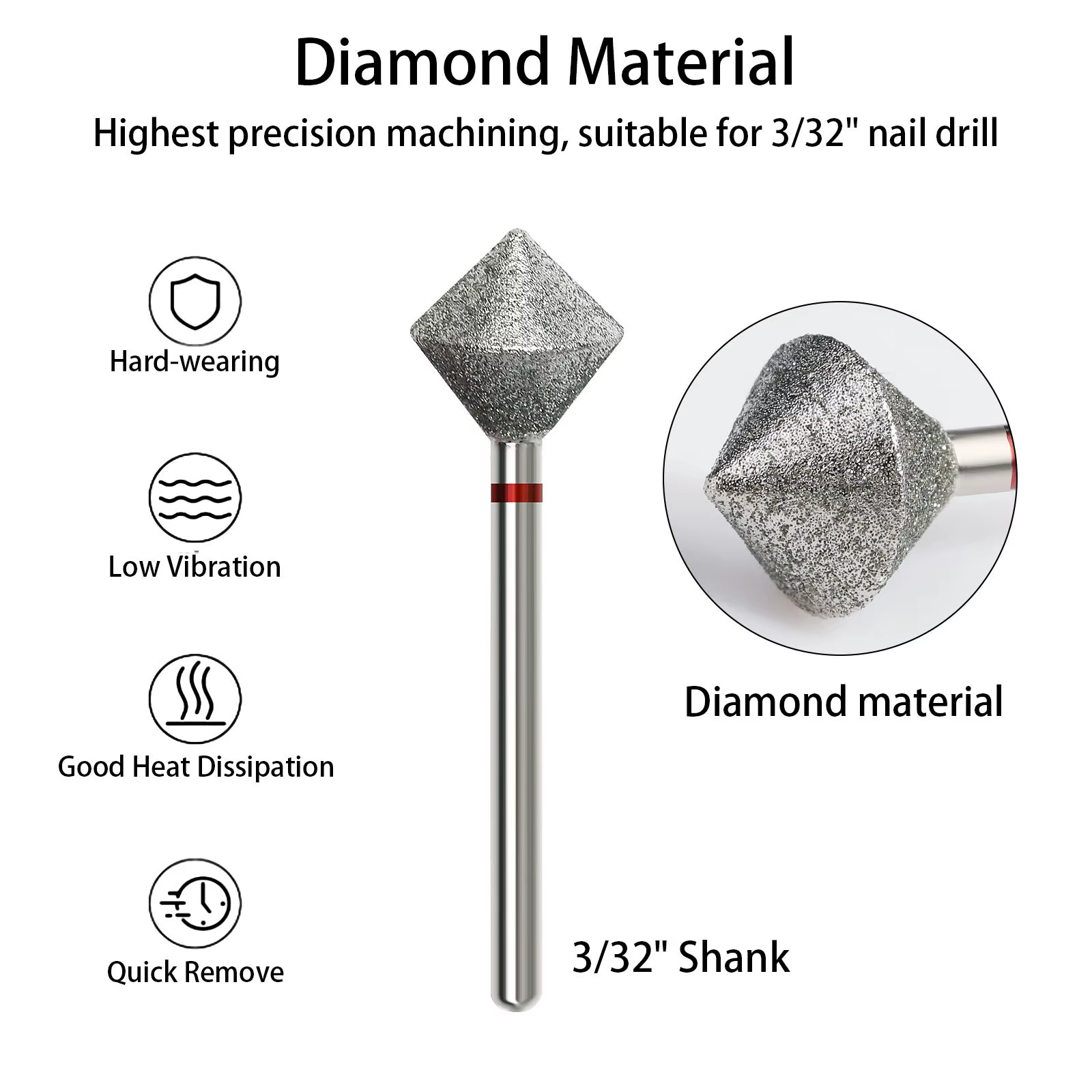 Forets à ongles en diamant, fraise pour manucure, bavure rotative, accessoires de perceuse électrique, outil, équipement d'art des ongles