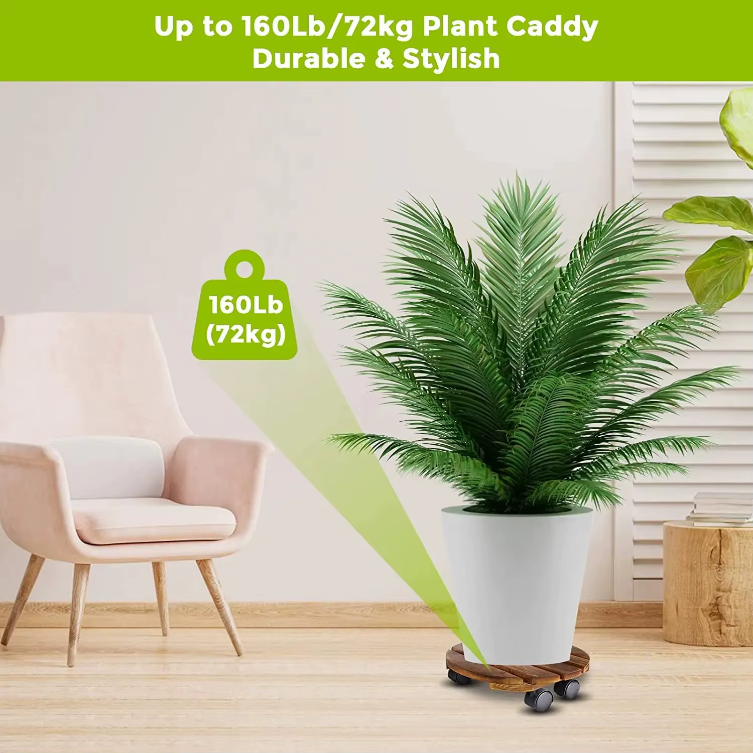 Support de pot de fleurs mobile avec roulettes lisses