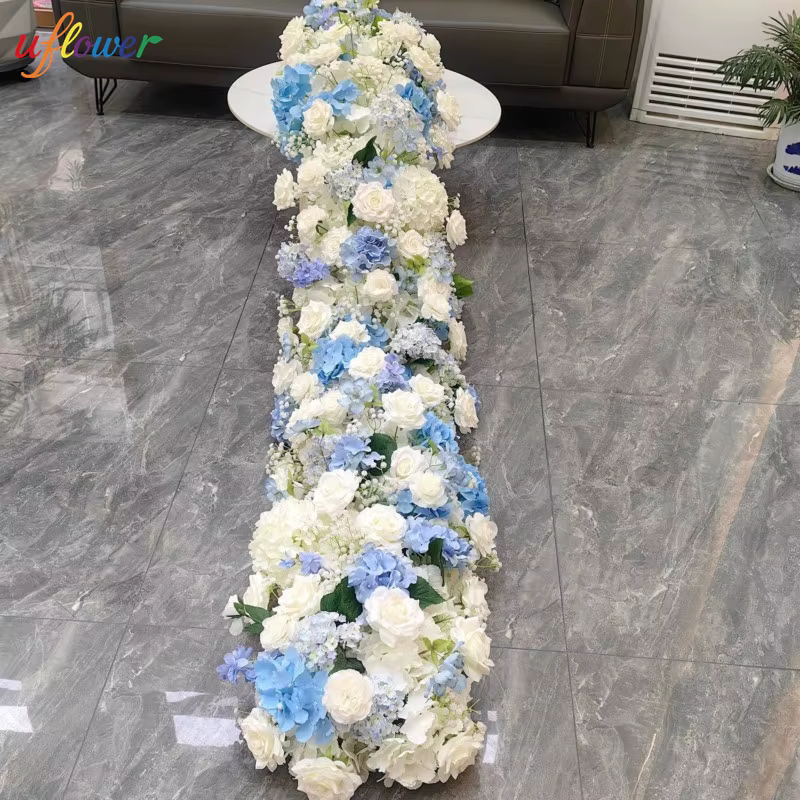 Guirlande de fleurs artificielles Uflower bleu clair