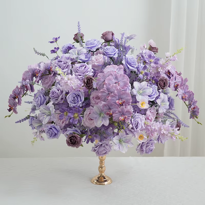 Angela fleur A9002 artificielle violet lavande Rose Arrangement Floral corne arc allée