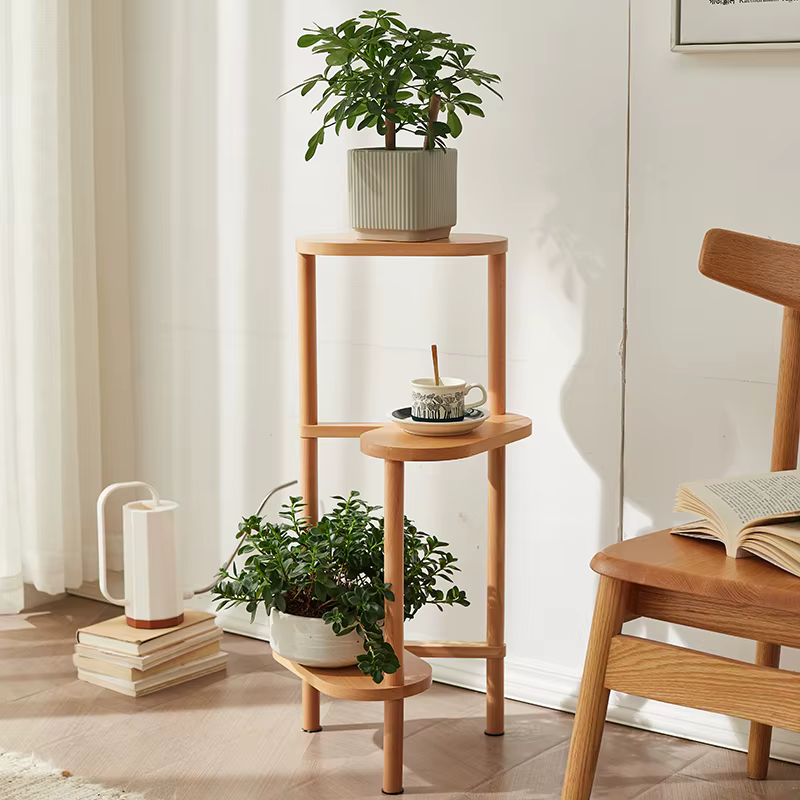 Support pour plantes d'intérieur en bois massif
