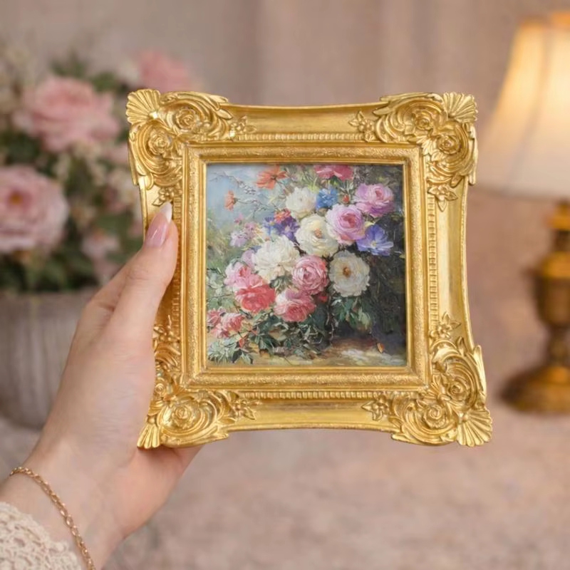 Cadre Photo élégant en résine avec Design floral