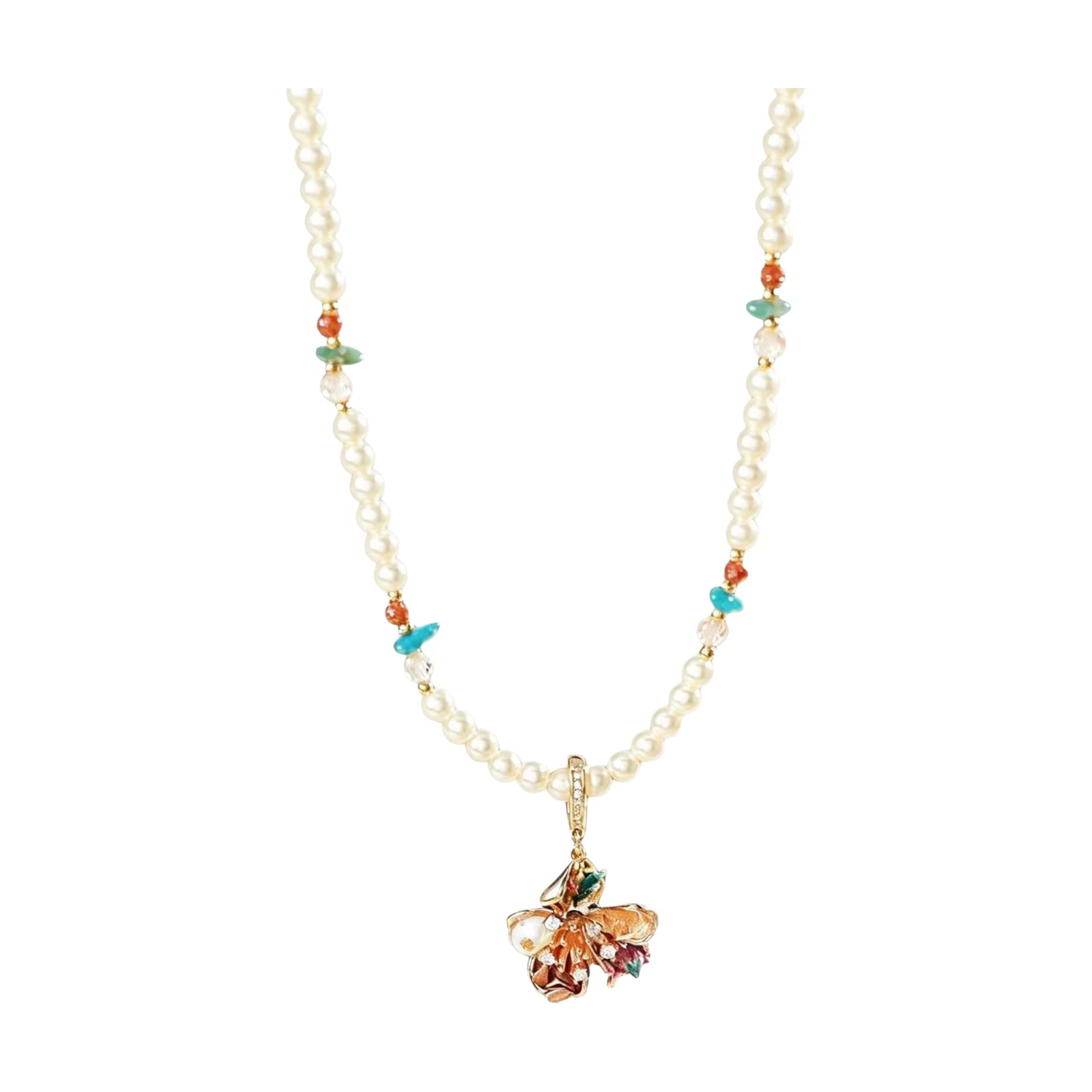 Collier de fleurs en perles rétro style Napoléon, mode féminine polyvalente, sensation haut de gamme, forme géométrique, chaîne en zircon