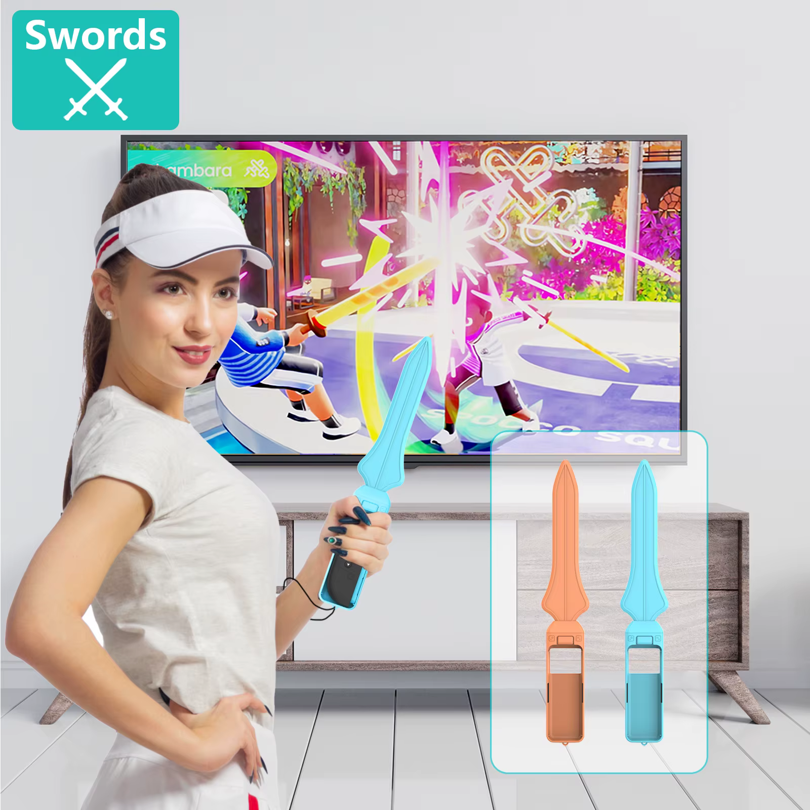Kit d'accessoires de jeu sportif 18-en-1 pour NS Switch 2 Joy-Con, clubs de golf, raquettes de tennis, épées, sangle de poignet, accessoires Joy-Con