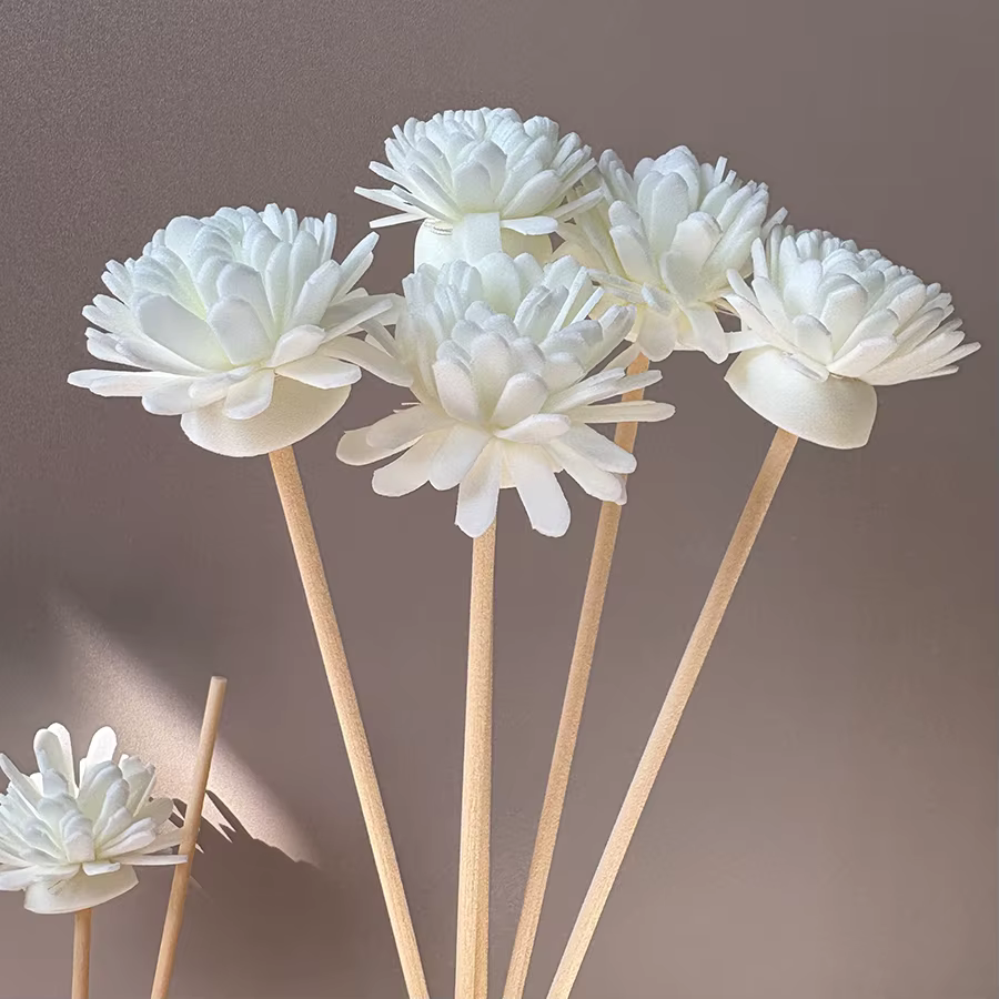 5/20/50pcs bâton de diffusion d'arôme et combinaison de fleurs en mousse blanche