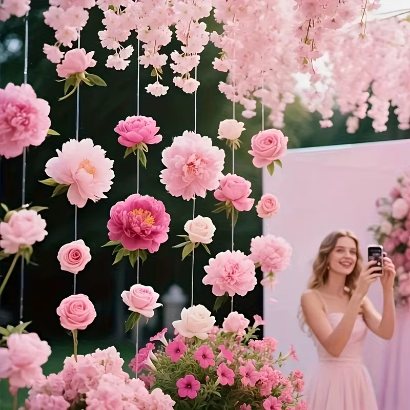 Ensemble de 111 fleurs flottantes roses