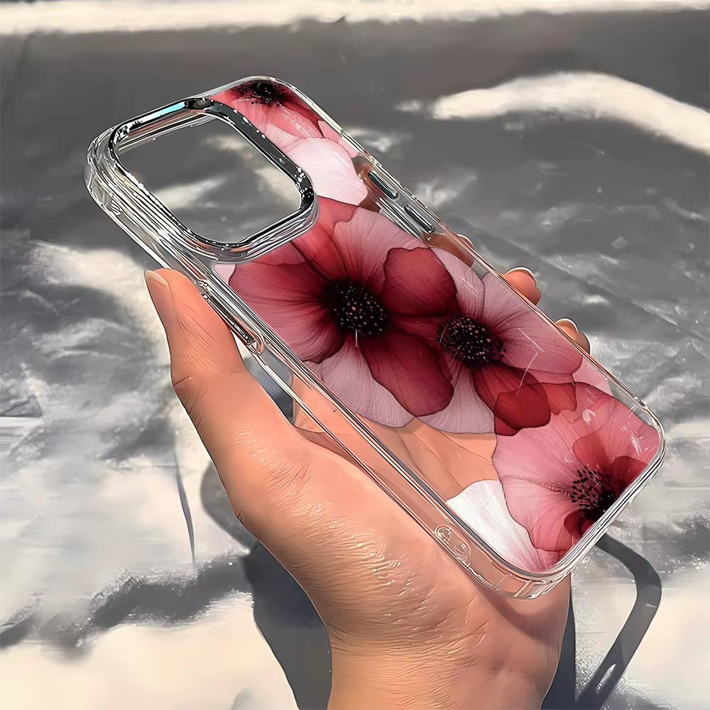Coque de téléphone de luxe à fleurs rouges, étui arrière Transparent en Silicone souple TPU pour Google Pixel 10 9 8 7 8A 9A XL Pro 4G 5G