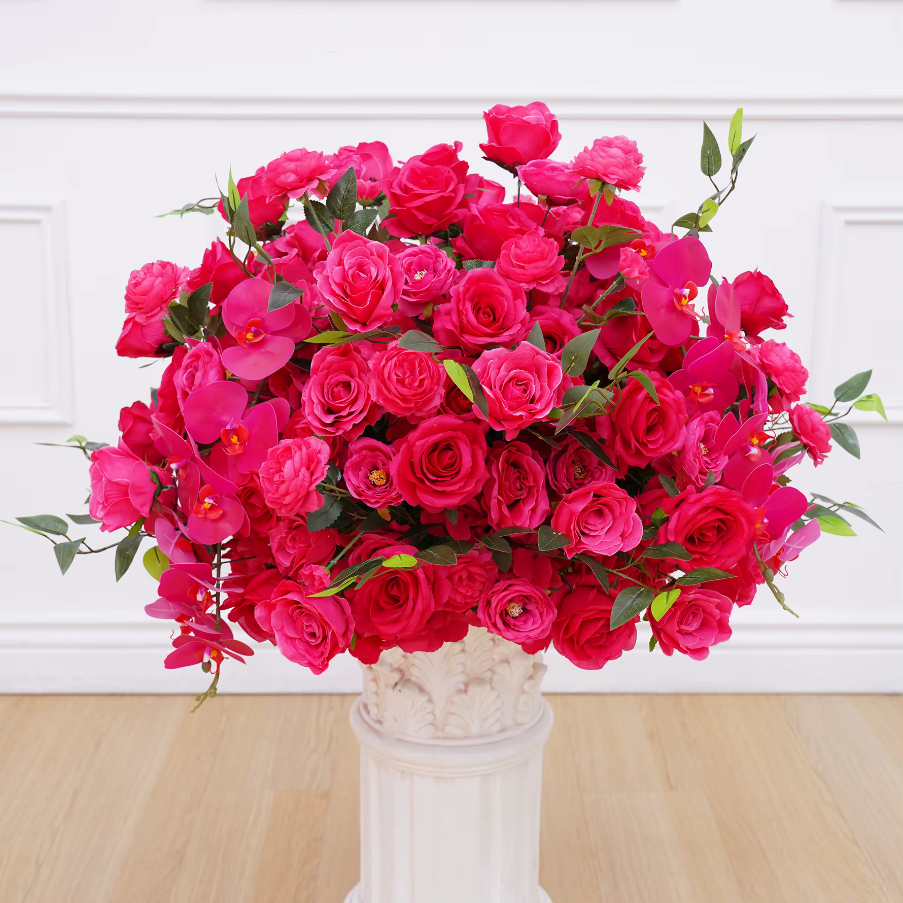 Angela fleur A9035 rouge Rose chêne feuille