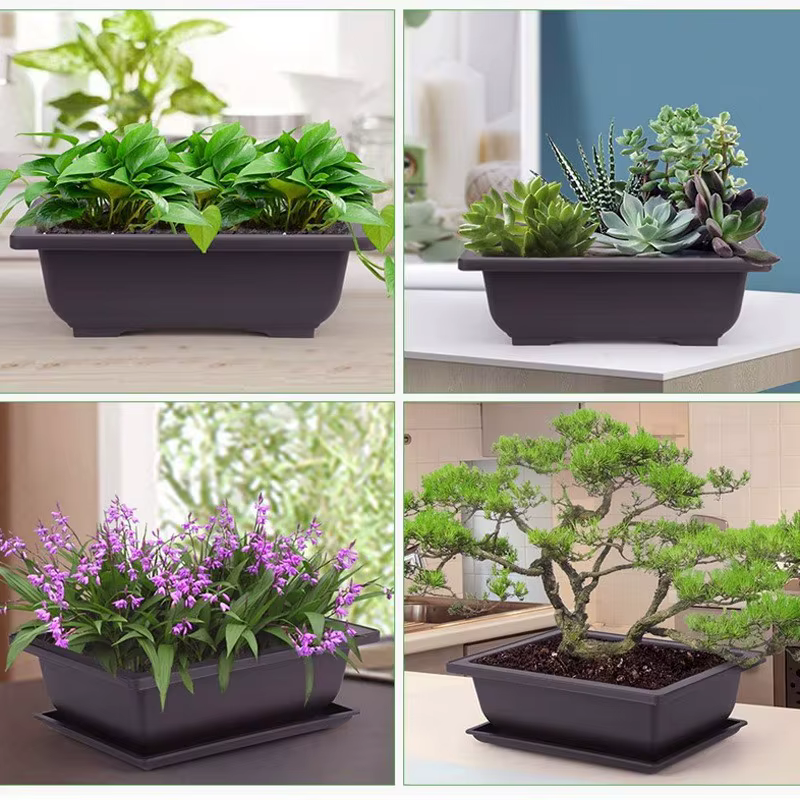 Pots de fleurs rectangulaires carrés en plastique