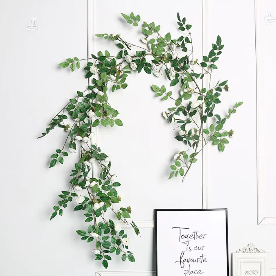 Fleurs artificielles plantes vert Lvy feuilles suspendus fleur Rose vigne mariage maison jardin décoration bricolage