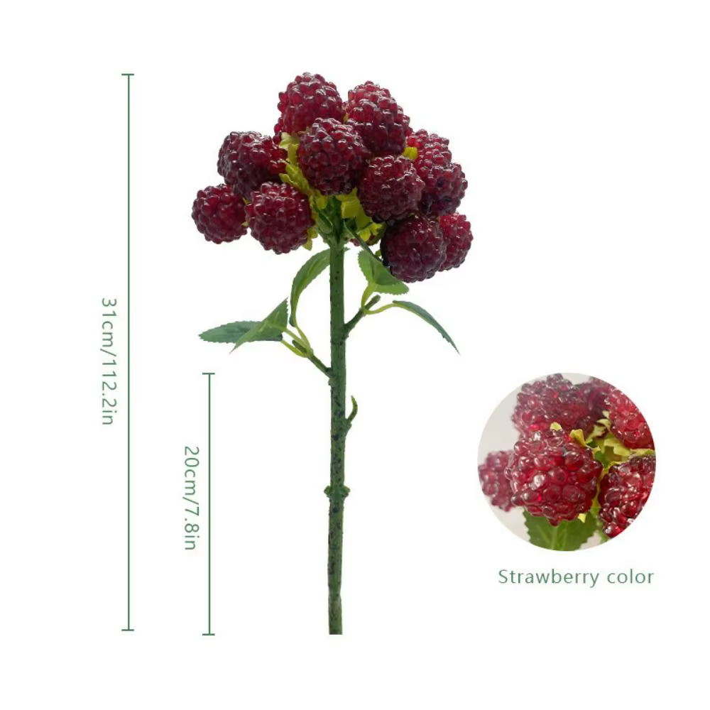 Plante artificielle de framboises rouges