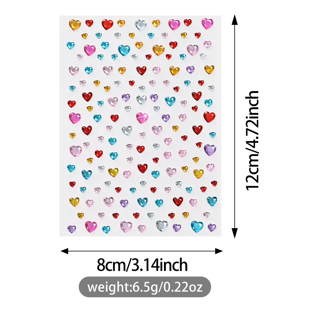 3D coloré amour-coeur visage gemme tatouages autocollants Bling auto-adhésif coeur gemmes tatouage pour Festival fête yeux corps maquillage décor