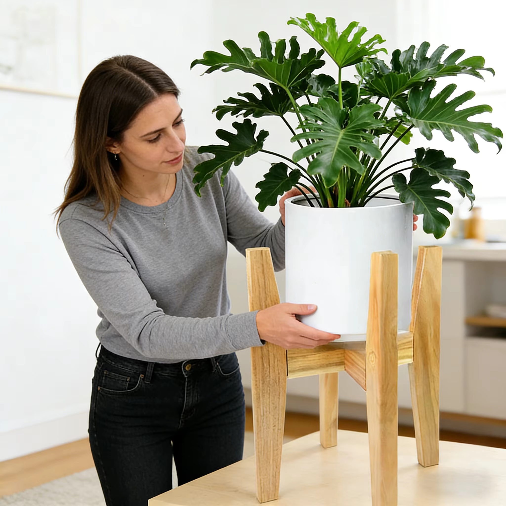 Support à fleurs en bois