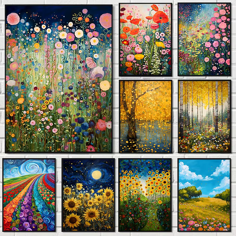 Toile de peinture de fleurs abstraites