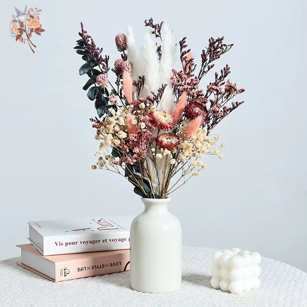 Nature sec Helichrysum Bracteatum Eucalyptus Bouquet de fleurs colorées Boho Chic centres de table pour mariage Pampas herbe décor à la maison
