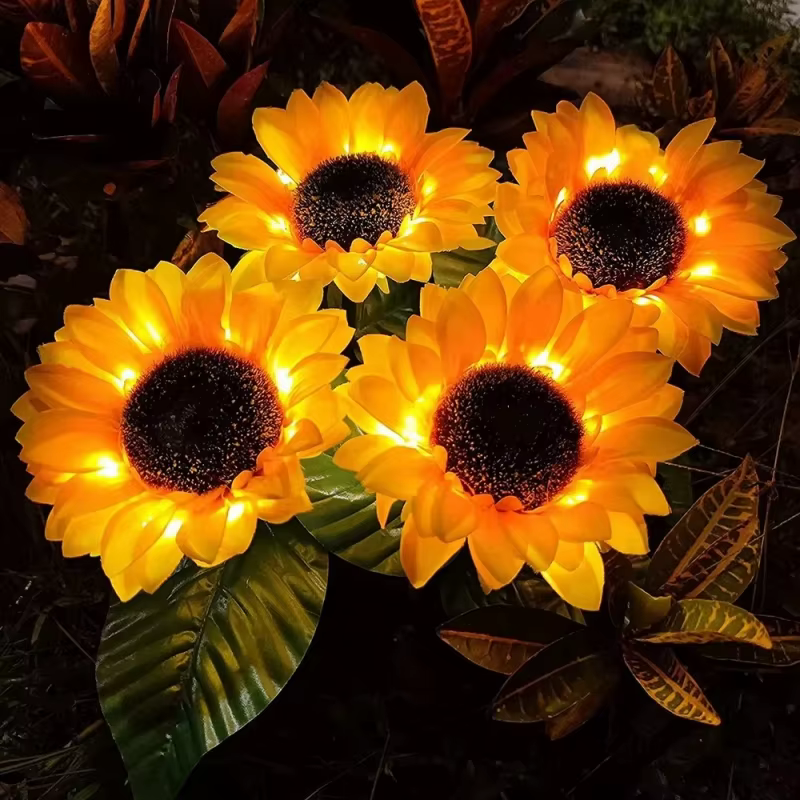 Lampes solaires LED en forme de tournesol