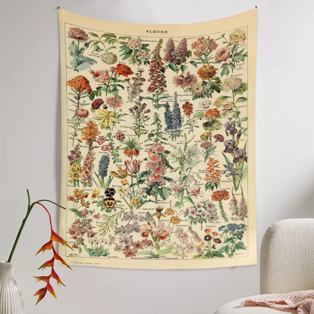 Concerflower Botanical Lent Rooms Tapisserie, Boho Art Icidal Strated Wall Decor, Farmhose Vintage