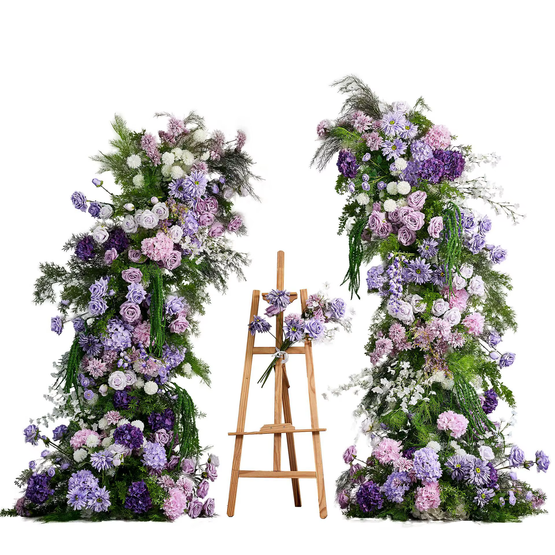 Uflower violet Rose hortensia plantes vertes toile de fond de mariage corne arc décor Arrangement événement accessoire fleur support fenêtre affichage 