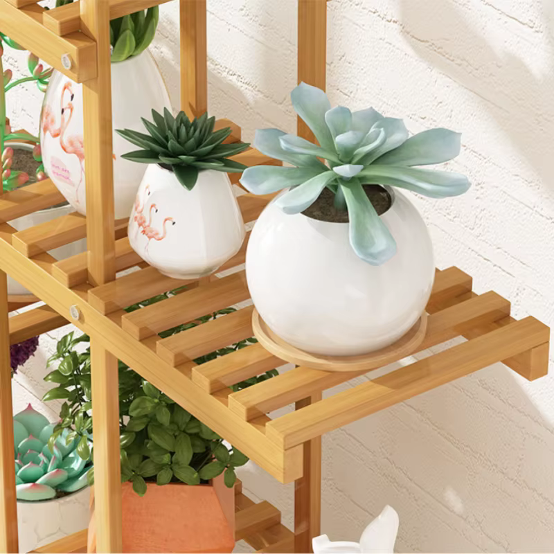 Support de plantes d'extérieur en bois blanc pour balcon