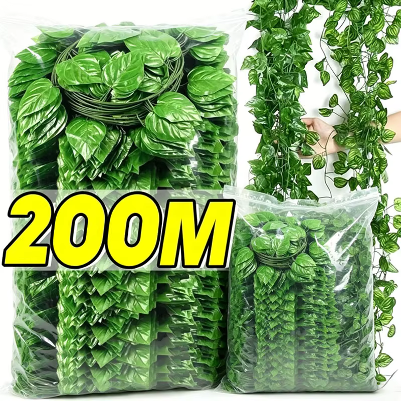 Guirlande de feuilles de lierre artificielles vertes