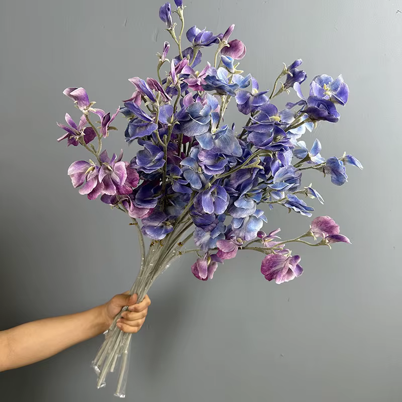 10 pièces de fausses fleurs de pois parfumées à toucher réel