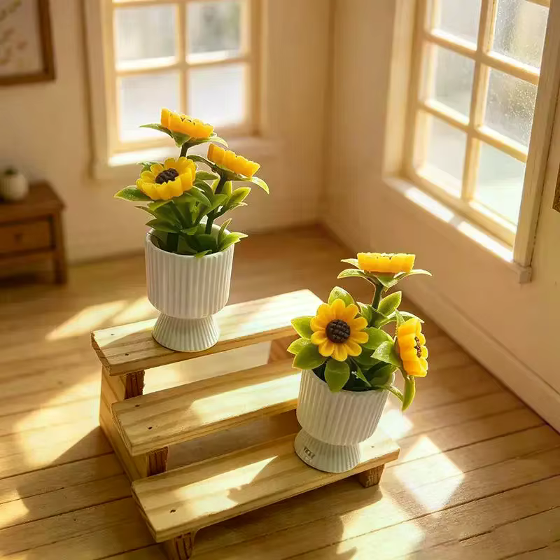 Ornement miniature de tournesol en pot