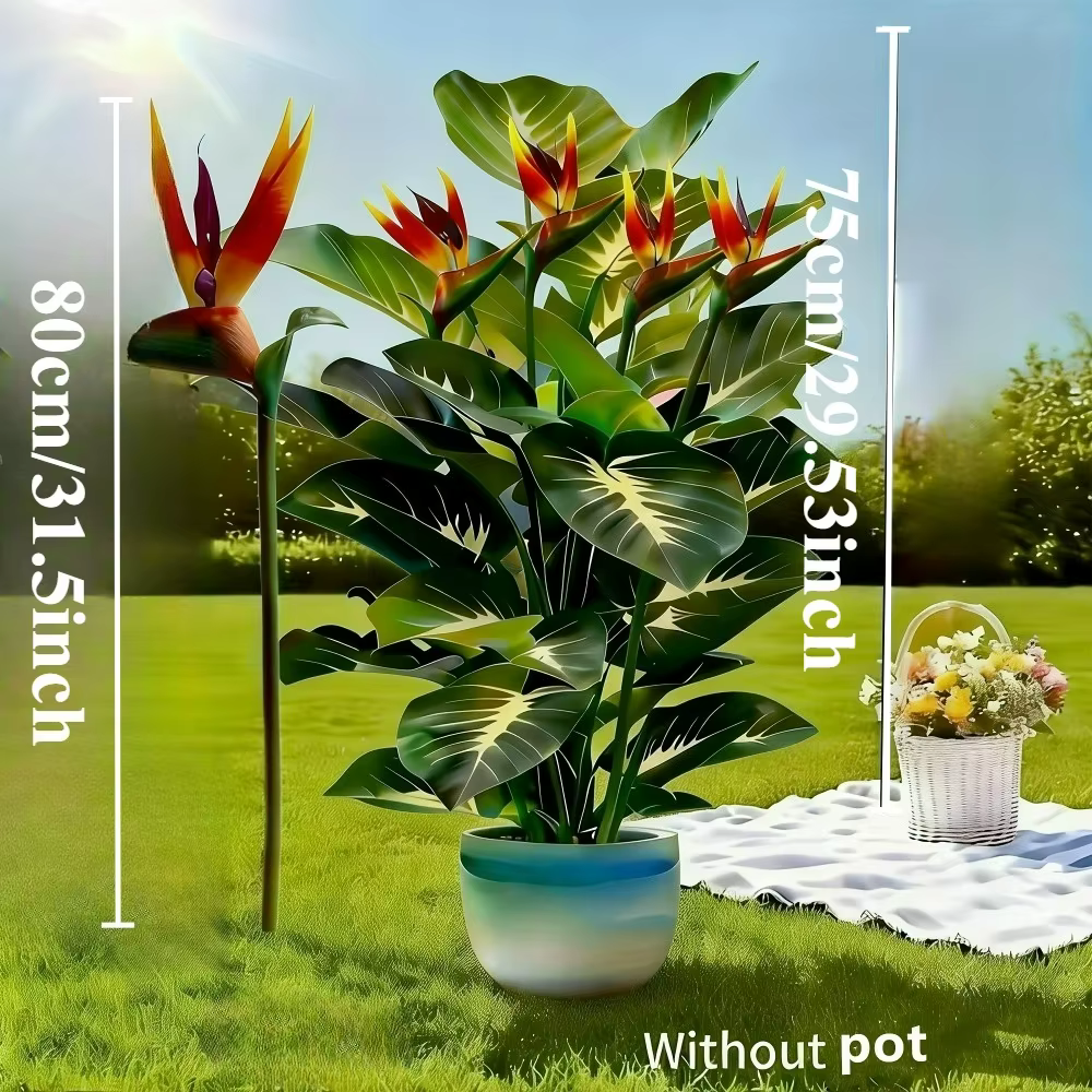 Plantes artificielles d'oiseau de paradis et de pothos pour la décoration extérieure dans les jardins