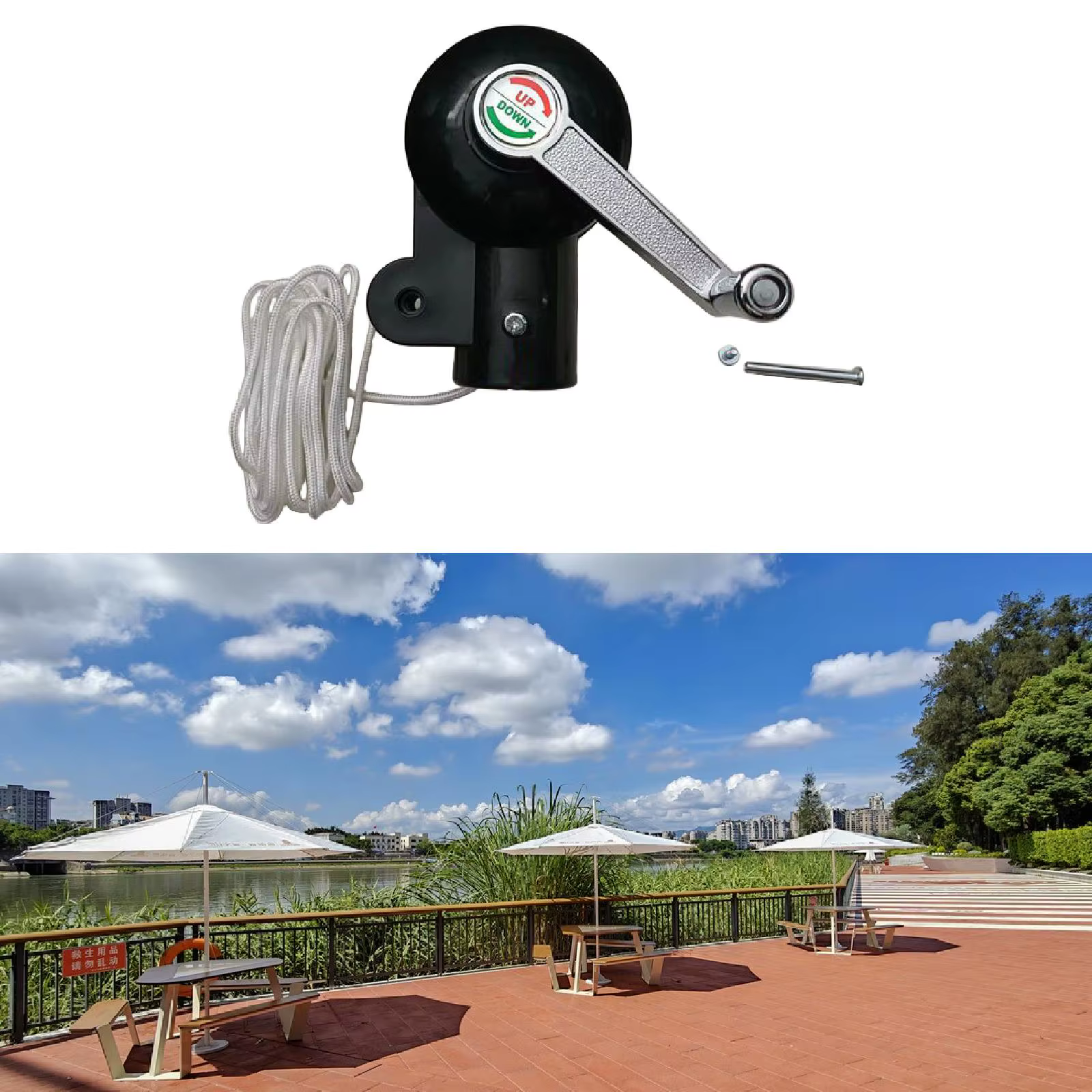 Manivelle de Parasol ABS, bras de remplacement, accessoire de parapluie d'extérieur, support Durable pour jardin et Patio