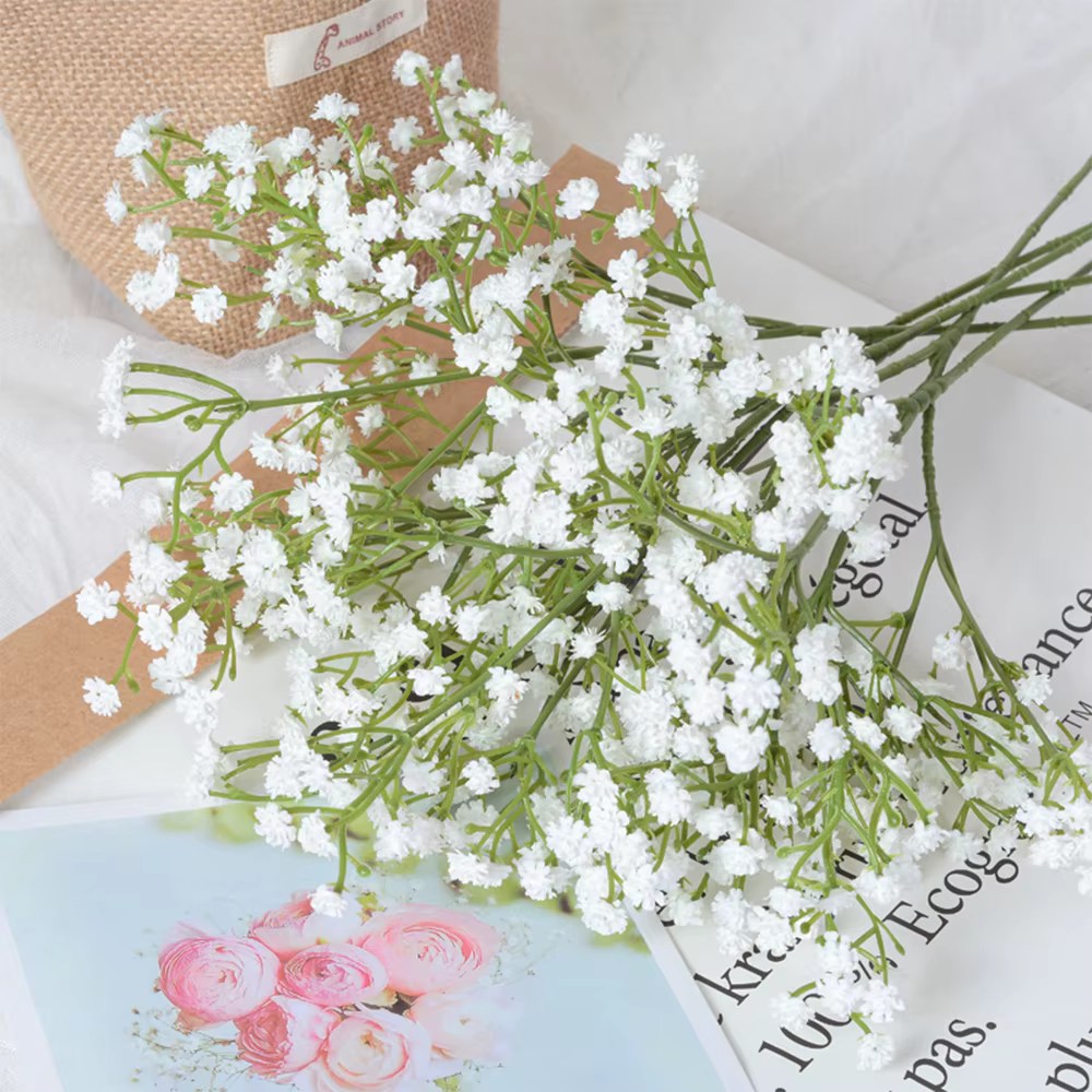 Bouquet de fleurs artificielles Gypsophila blanches pour bébé