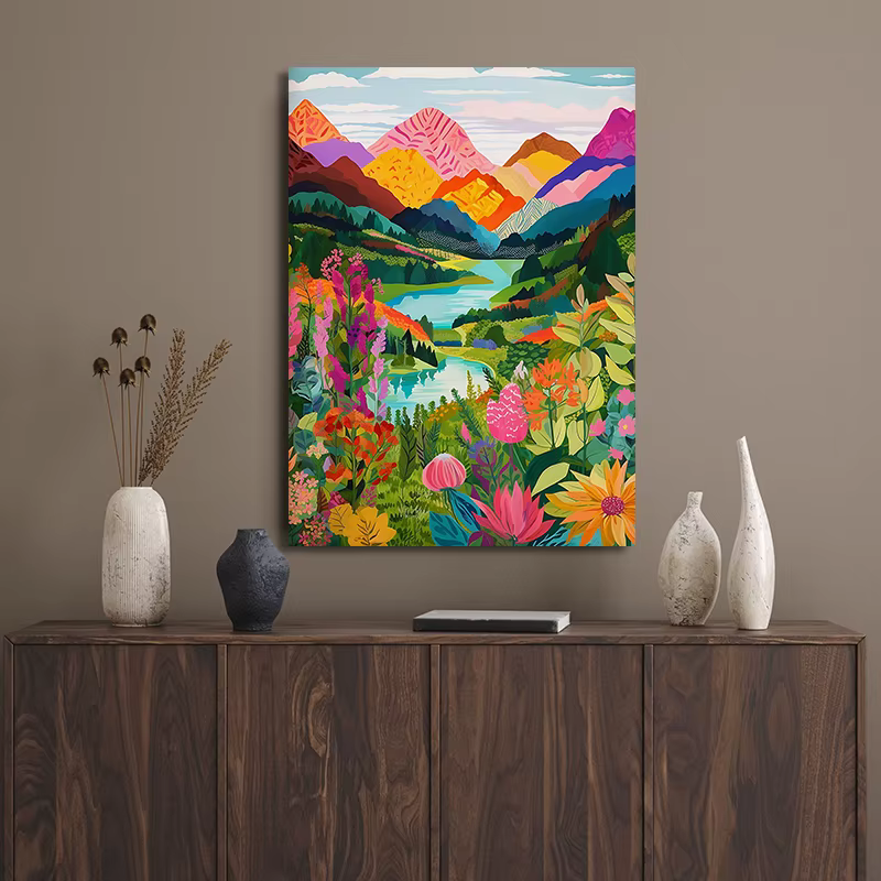 Affiche et impression sur toile de paysage coloré de forêt
