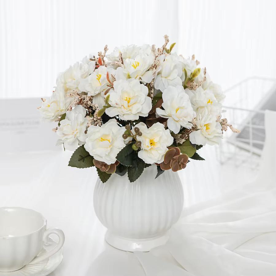 Fleurs artificielles Scrapbooking Soie Cerise Vase Maison Chambre Décor En Plein Air De Mariage Jardin Bouquet Broche Diy Festival Couronne