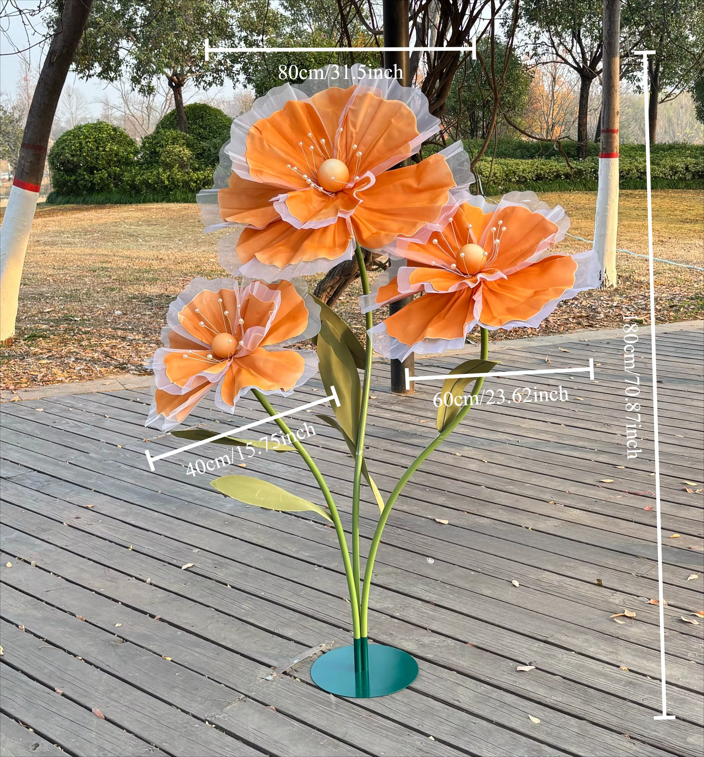 Grandes fleurs artificielles 3D en soie et maille