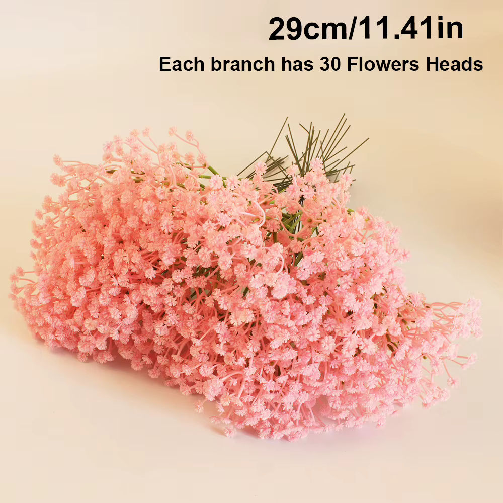 Fleurs de Gypsophile Rose 10/40/60 Bouquets Vibrantes Artificielles Fausses Gypsophiles pour Mariage Fiançailles Douche Nuptiale Décoration de la Maison